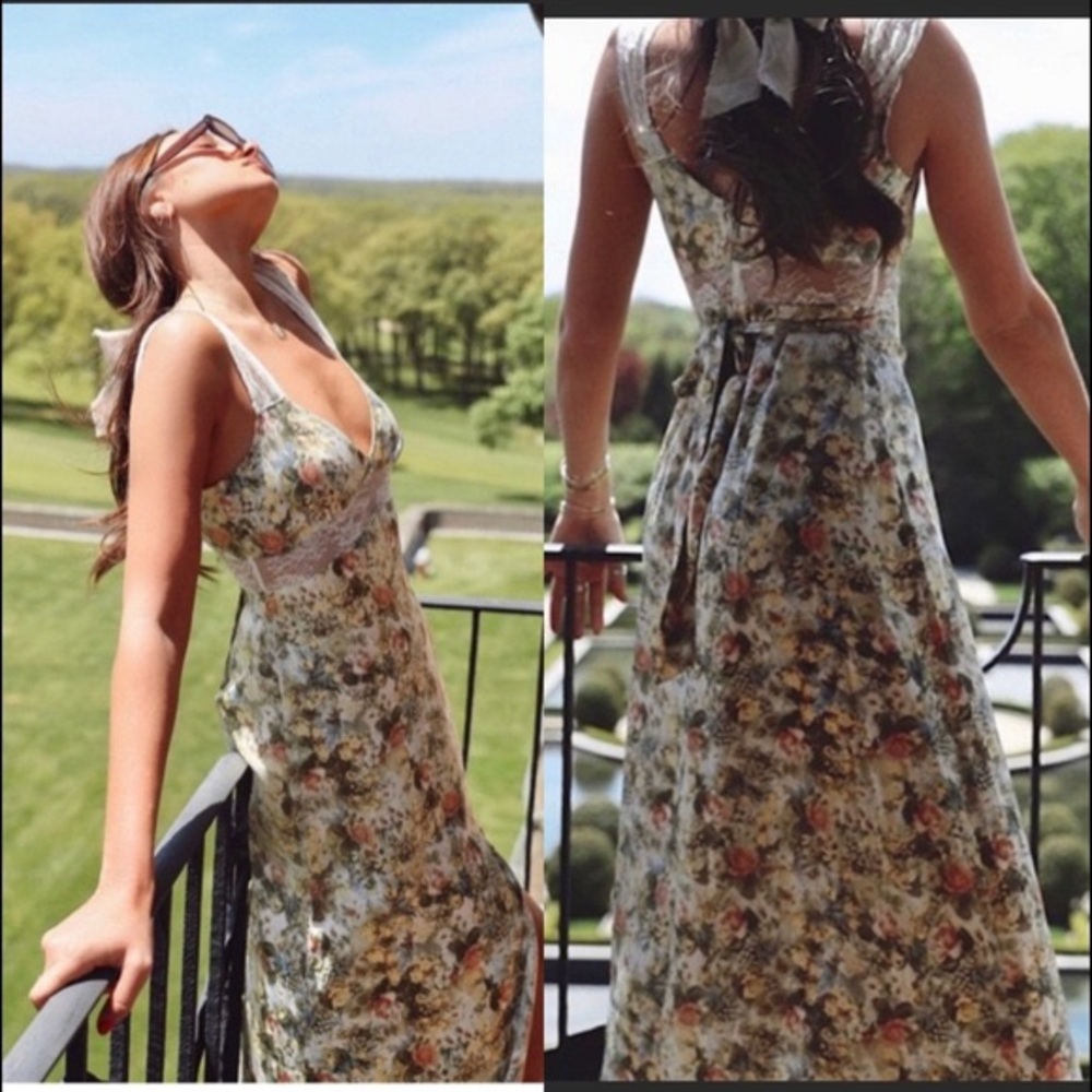 We Wore What Danielle Bernstein Silk Floral Dress
